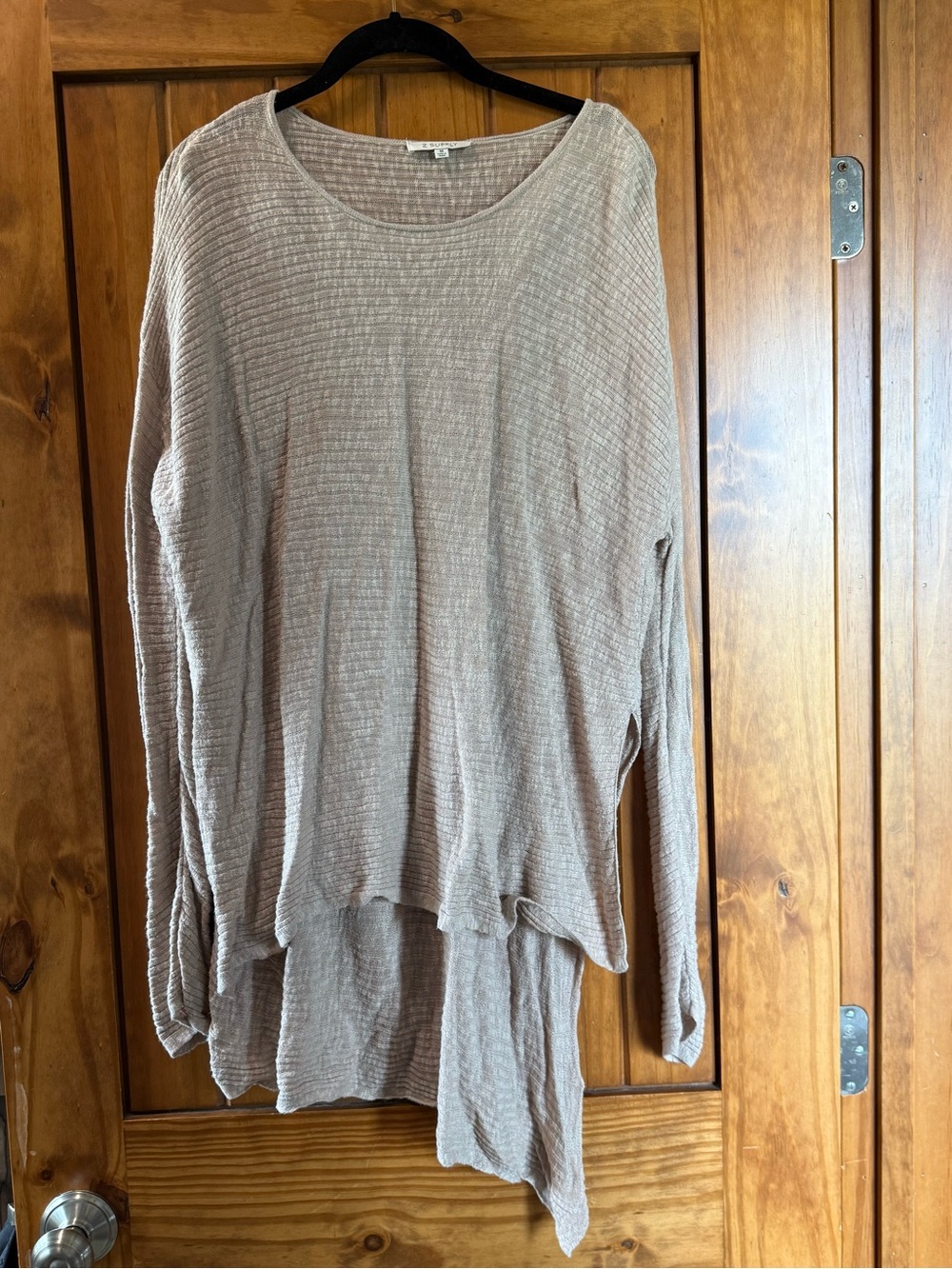 Z Supply Blush Taupe Ribbed Knit Scoop Neck Top